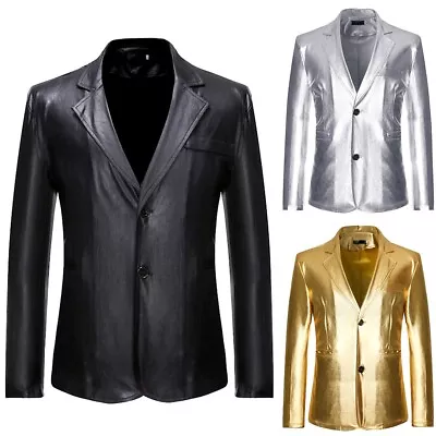 Buy Jacket Coat Blazer Business Winter Button Gold Regular Silver Slim Fit • 16.58£