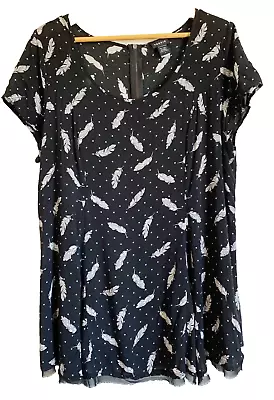 Buy TORRID Women's Top Plus Size 1X Polka Dot Feather Tunic Rayon Frayed Raw Hem • 21.78£