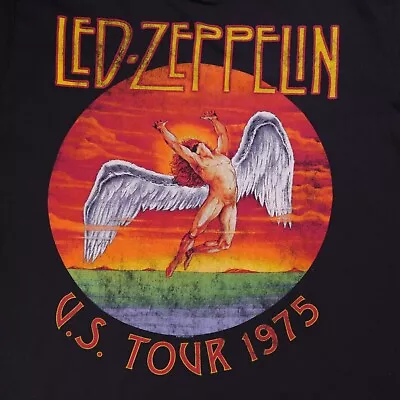 Buy Led Zeppelin US Tour 1975 Colour Large T Shirt Black Official Merch • 30.81£