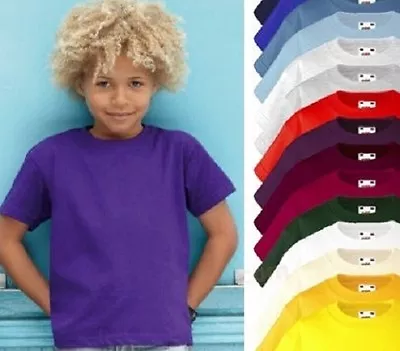 Buy Fruit Of The Loom Plain Cotton Kids Childrens Childs Boys Girls Tee T-Shirt • 2.99£