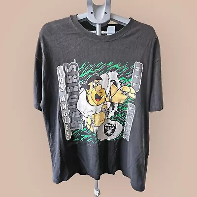 Buy Rare Vintage Og 90s 1994 Los Angeles Raiders Flintstones Black XL TShirt Vtg • 59.99£