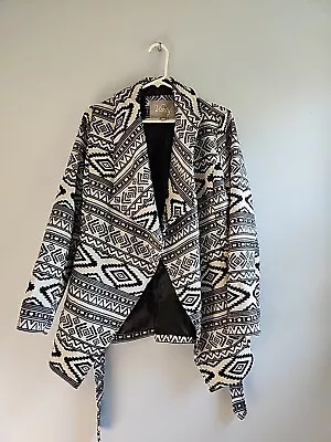 Buy VANITY USA Womens M Boho Aztec Southwestern Knit Sweater Jacket W Sash Belt • 25.51£