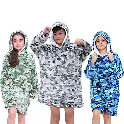 Buy Kids Girls Boys Oversized Hoodie Snuggle Camoflage Super Soft Fleece Blanket • 11.99£