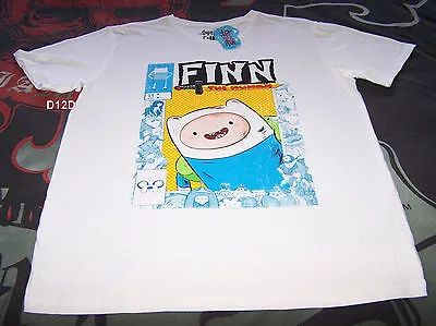 Buy Adventure Time Mens Finn The Human White Printed T Shirt Size XL New • 12.48£