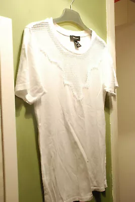 Buy New Look White Grunge T-shirt Mesh Net Cyberpunk Uk 8 Small • 2.80£