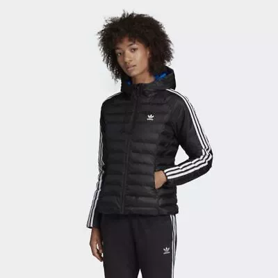 Buy Adidas Originals 3-Stripes Hooded Sports Slim Padded Jacket Black RRP £85.00 • 39.99£