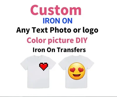 Buy Custom Iron On Labels  For T-shirts Image Photo Logo Printing, HEAT TRANSFER  • 2.75£