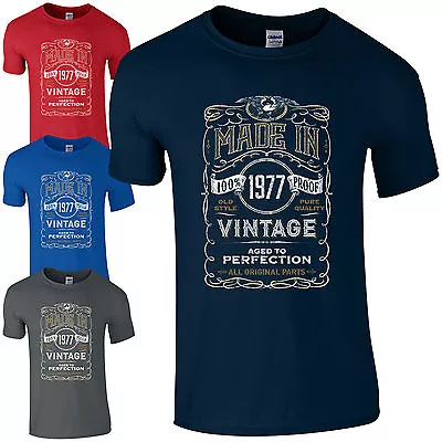 Buy Made In 1977 T-Shirt Born 47th Year Birthday Age Present Vintage Funny Mens Gift • 13.73£