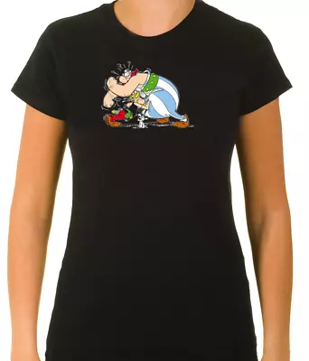 Buy Asterix & Obelix Funny Characters  3/4 Short Sleeve T Shirt Woman F066 • 9.51£