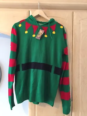 Buy Mens Ho Ho Ho Christmas Xmas Elf Hoody  Jumper.Size Medium. New With Tags.£39.99 • 16.99£