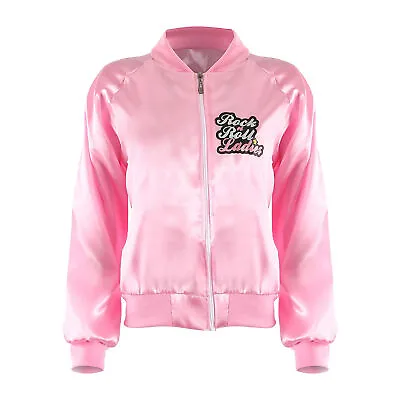 Buy Rock N Roll Ladies Pink Satin Jacket 1950's Fancy Dress Costume Tv Film Musical • 17.99£