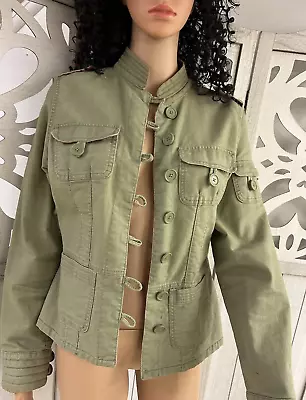 Buy Old Navy Army Green Military Style Ladies Denim Jacket Size Large • 27£
