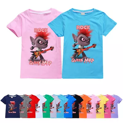Buy New Trolls Rock Queen Barb Boys Girls Summer Casual Short Sleeve T-shirt Tops • 9.85£