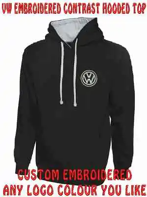 Buy VW Contrast Hooded Top. Heavyweight Hoody With Embroidered Logo In Any Colour. • 19.95£