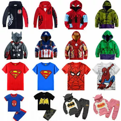 Buy Kids Marvel Superhero Batman Spiderman Casual Tracksuit Sweatshirt Tops Pants • 15.88£