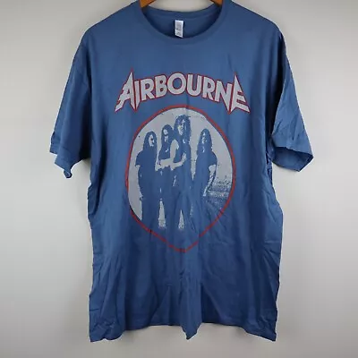 Buy Airbourne Tshirt Blue Mens Size XL Graphic Print Rock Band Tee Gildan Shirt • 15.60£