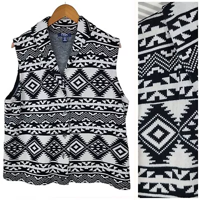 Buy Chaps Ralph Lauren Sweater Vest Plus Size XXL 2X Knit Aztec Southwest Black Whit • 21.89£