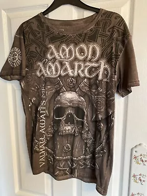 Buy Amon Amarth T Shirt Official Merch With Back Print Brown SMALL • 17.65£