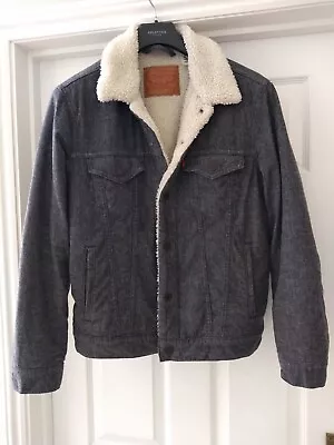 Buy Levi’s 🧥 Grey Sherpa Trucker Faux Fur Lined Denim Jacket  **  Sz Small • 23.99£