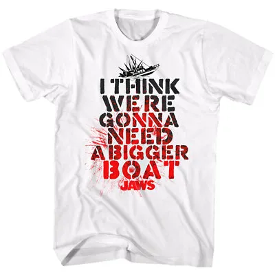 Buy Jaws 70's Thriller Movie Blood Splatter We Need A Bigger Boat Text Men's T Shirt • 38.46£