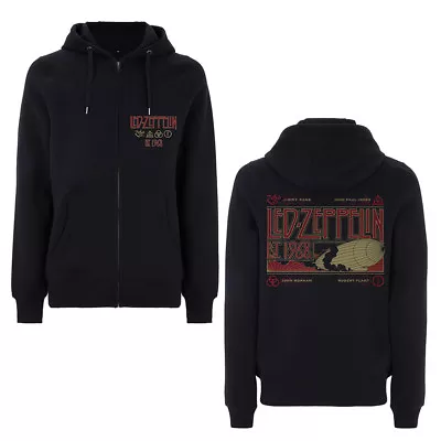 Buy Led Zeppelin Zeppelin & Smoke Official Black Zipped Hoodie • 47.95£