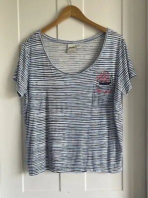Buy Joanie T Shirt Stripe Ahoy Sailor L Large VGC Scoop Neck Women Ladies • 9.99£