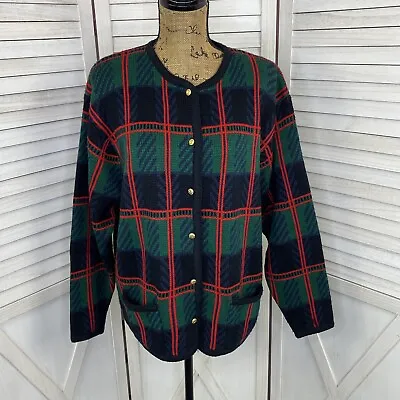 Buy Vintage Perspective Sweater Womens XL Tartan Plaid Cardigan Blazer Button Front • 33.15£