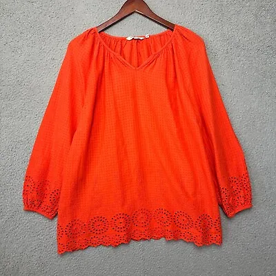 Buy Soft Surroundings Top Women Large Orange Cotton Western Bohemian Embroidered • 19.19£
