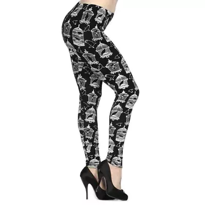 Buy Banned Apparel Bird And Cage Leggings Tattoo Alternative Womens Clothing • 22.09£