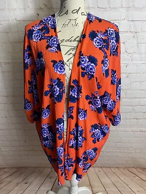 Buy Women’s Papaya Petite Orange/Red Floral Kimono Style Summer Jacket Size Medium • 4.99£