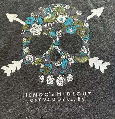 Buy Women's T-shirt S Gray Hendo's Hideout Jost Van Dyke, BVI Caribbean Skull May 5 • 24.98£