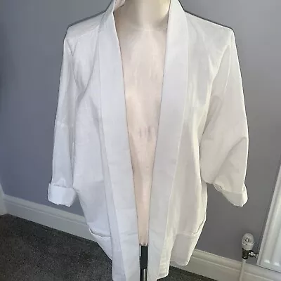 Buy Crisp White 100% Cotton Open Summer Jacket Large Size 16-18 New • 8.99£