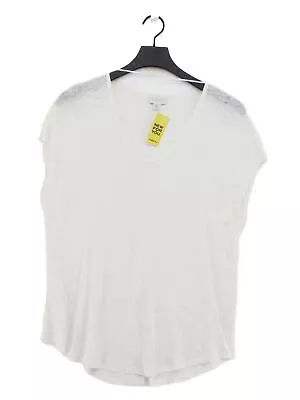 Buy Witchery Women's T-Shirt M White 100% Linen Short Sleeve V-Neck Basic • 8£