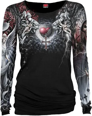 Buy SPIRAL DIRECT LIFE AND DEATH Allover Baggy LADIES Long Sleeve Top/Gothic/Skull • 27.99£