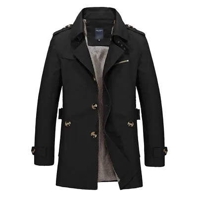 Buy Fashion Long Jacket Coat Tops Overcoat Trench Men Winter Warm Formal Outwear • 29.03£
