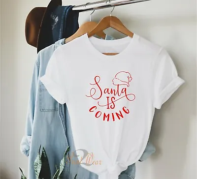 Buy Santa Is Coming T Shirt - Unisex Christmas T Shirt Cute Xmas T-shirt Soft Cotton • 10.50£