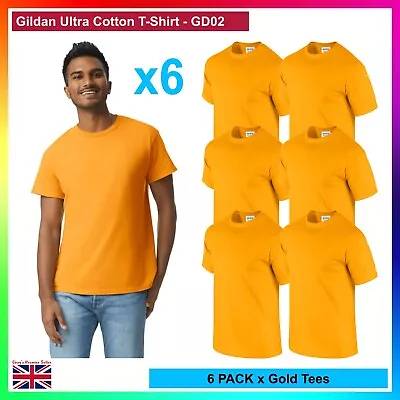 Buy 6 PACK * Gildan Ultra Cotton T-Shirt * Mens Plain Tee, Standard Heavy Blank GD02 • 29.99£