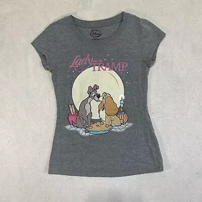 Buy Disney Lady And The Tramp T Shirt Women's Juniors Small 3-5 Gray Dog Graphic • 7.36£