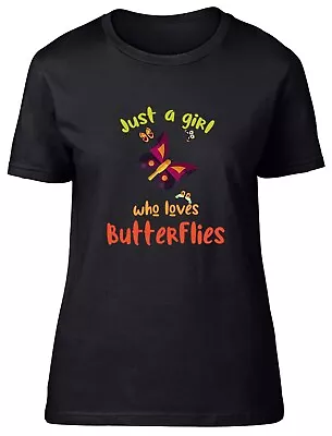 Buy Girl Who Loves Butterflies Womens T-Shirt Species Butterfly Moth Ladies Gift Tee • 8.99£