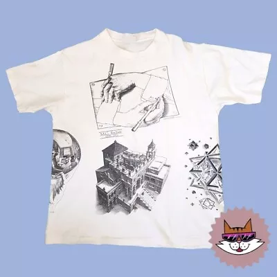 Buy Rare 1988 M.C. Escher Wrap Around Art T Shirt • 120£