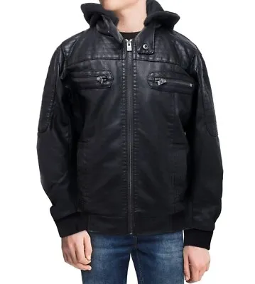 Buy X RAY Unisex Motorcycle PU Leather Jacket With Hoodie • 35£
