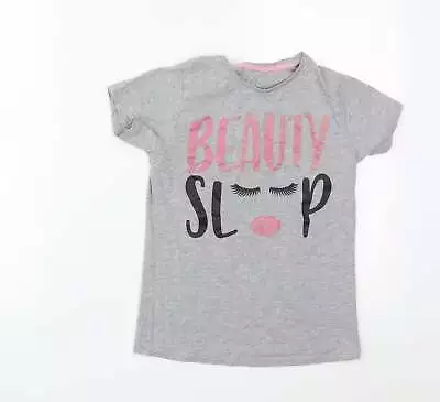 Buy Pep&Co Girls Grey Solid Cotton Top Pyjama Top Size 11-12 Years - Beauty Sleep • 5.50£