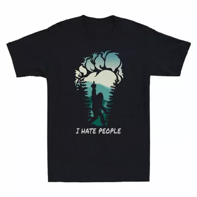 Buy Tee Footprint Hate Black Bigfoot I Camping T-Shirt Navy Finger Men People Middle • 15.99£