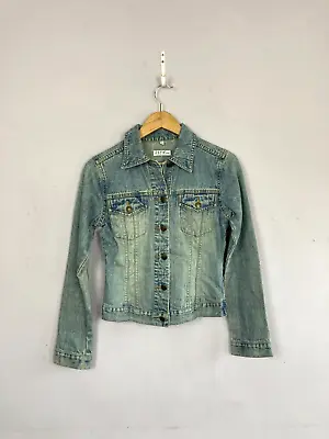 Buy Vintage Denim Jacket, 90s, Y2K, Fitted, Women's UK6-8, Stonewash, 2 Pocket • 12.99£