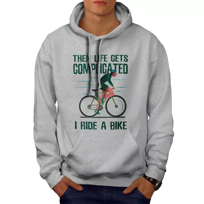 Buy Wellcoda Complicated Life Mens Hoodie, Ride A Bike Casual Hooded Sweatshirt • 25.99£