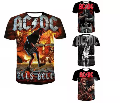 Buy New AC/DC 3D Printed Unisex Casual T-Shirt Women Men Kids Short Sleeve Tops • 18.35£