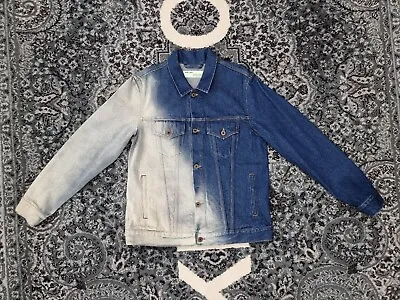 Buy Authentic Off-White Oversized Half Washed Blue White Denim Jacket (Size XXS) • 263.36£