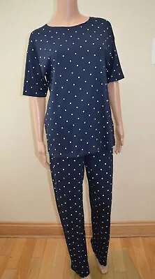 Buy M&S Day Dreams Spotted Cool Comfort Navy Pyjamas With Scrunchie  UK 12 14 18 22 • 18.99£