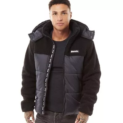 Buy Bench Mens Detta Padded Contrast Sherpa Hooded Outdoor Warm Winter Jacket Coat • 44.99£