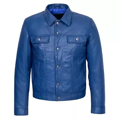 Buy Mens Denim Style Jacket Classic Trucker Vintage Cowboy Designer Shirt • 80.99£